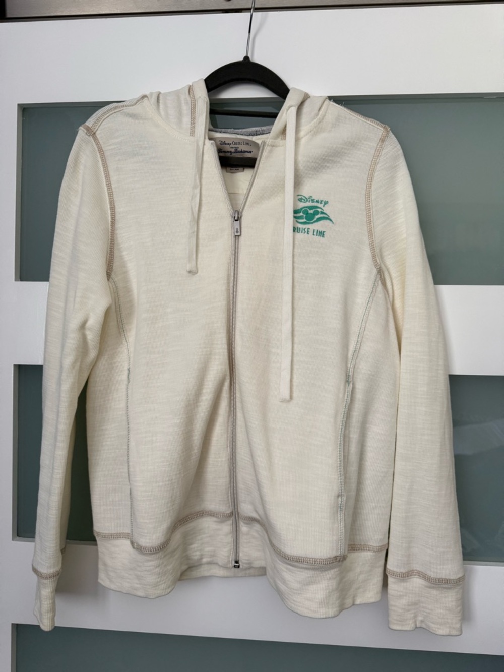 Tommy Bahama Disney Cruise Line Cream Zip-Up Hoodie with Teal Logo